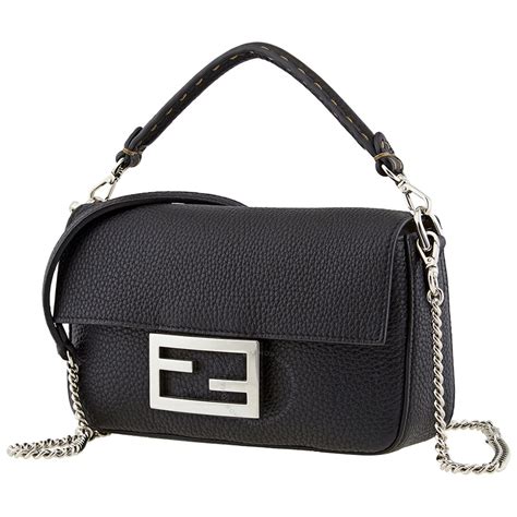 fendi black leather mini bag|fendi baguette crossbody.